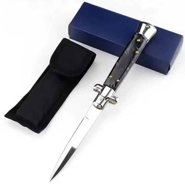 Italian Stiletto Switchblade Black Pearl Resin Button 1.1.webp