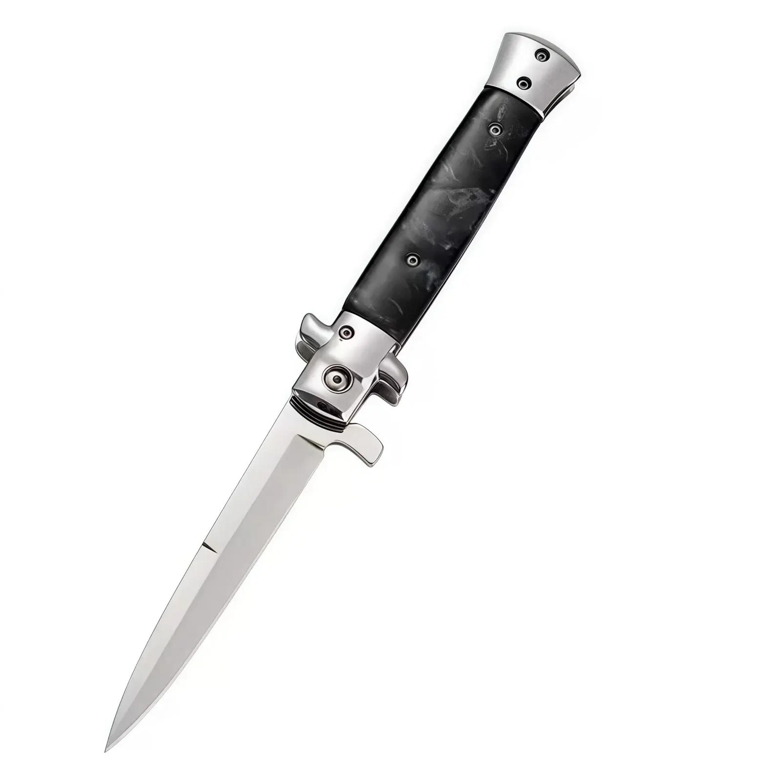Italian Stiletto Switchblade Black Resin 1.1.webp