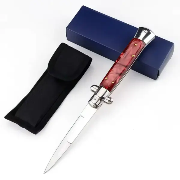 Italian Stiletto Switchblade Red Pearl Resin Button 1.1.webp