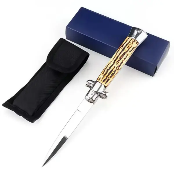 Italian Stiletto Switchblade Stag Horn Resin Button 1.1.webp